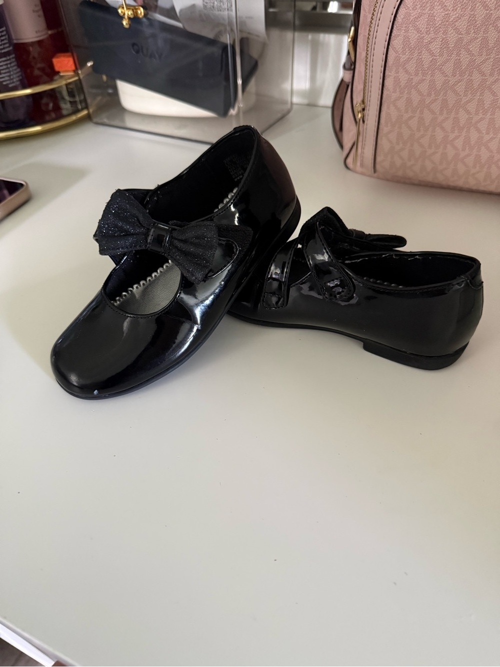 Rachel Shoes Girls' Black Patent Mary Janes with Bow